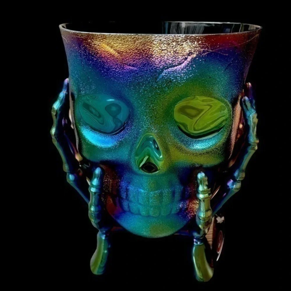 NWT Halloween Candy Dish Iridescent Skull Candy Dish Halloween Decor Bowl